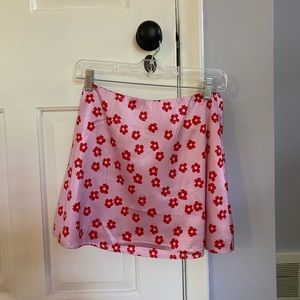 Princess Polly pink flower miniskirt